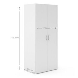 Wyld Haus Munich White 2-Door Wooden Wardrobe With 3 Shelves - thumbnail 8