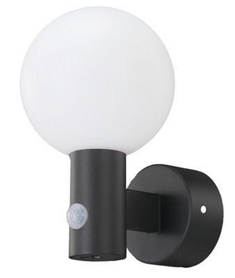 UKEW 15W Led Grey Frosted Ball Pir  Motion Wall Light Ip65 - Cool White 4000K - image 1