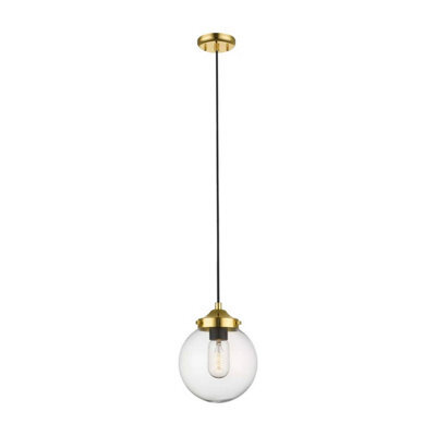 Luminosa Lighting Luminosa Riano Globe Pendant Ceiling Light, French Gold, Glass, 1X E27