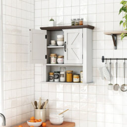 Costway Medicine Cabinet With Doors Farmhouse Wall Mounted Bathroom Cabinet-White - thumbnail 4
