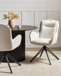 Beliani Set Of 2 Dining Chairs Swivel Avelar Fabric Light Beige - thumbnail 2