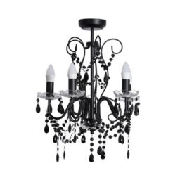 Valuelights Viscount Black 5 Way Ceiling Light Chandelier Fitting With Clear Acrylic Jewel Droplets - Led Bulbs Included - thumbnail 2