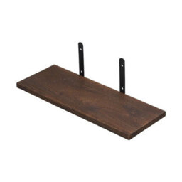 B Dark Wood - 4-Board + 8 Brackets Wooden Floating Shelves Set Wall Mount Display Shelf With Metal Brackets - thumbnail 1