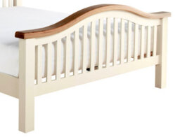 Save On Goods UK 4Ft6 Double Real Oak And Cream,chunky, Curved, Solid,strong,wood Bed Frame.high Foot End Wooden Bedstead - thumbnail 3
