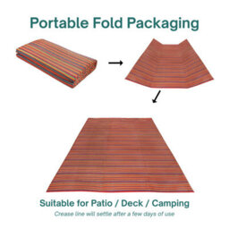 Green Decore 270 X 360 Cm Weaver Multi Red Reversible Plastic Camping, Picnic And Garden Outdoor Rug - thumbnail 5