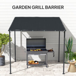 Outsunny 2.4 X 2.4 M Wall Mounted Pergola Gazebo, Upf30+, Dark Grey - thumbnail 7