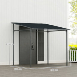 Outsunny 2.4 X 2.4 M Wall Mounted Pergola Gazebo, Upf30+, Dark Grey - thumbnail 3