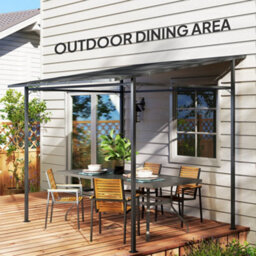 Outsunny 2.4 X 2.4 M Wall Mounted Pergola Gazebo, Upf30+, Dark Grey - thumbnail 9