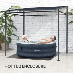 Outsunny 2.4 X 2.4 M Wall Mounted Pergola Gazebo, Upf30+, Dark Grey - thumbnail 8