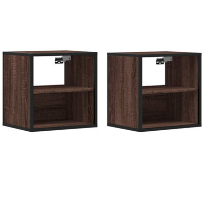 Berkfield Durable Wall-Mounted Bedside Cabinets 2 Pcs Brown Oak 40X31X39.5 Cm