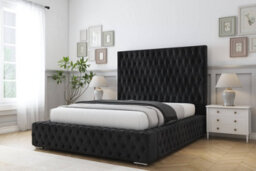 "Sloomy Ambassador Black Naples Bed Frame With Mattress With 50""  Upholstered Headboard 3' Single" - thumbnail 2