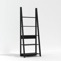 Wyld Haus Athy Black Wooden Ladder Bookcase 5 Shelves Matt Finish - thumbnail 2
