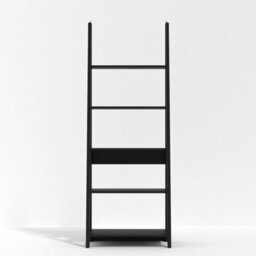 Wyld Haus Athy Black Wooden Ladder Bookcase 5 Shelves Matt Finish - thumbnail 3