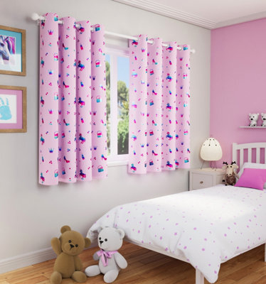 Enhanced Living Charm Room Darkening Thermal Pink Metallic Print Kid's Eyelet Curtains (Pair) 66 X 72 Inch (168X183Cm) - image 1