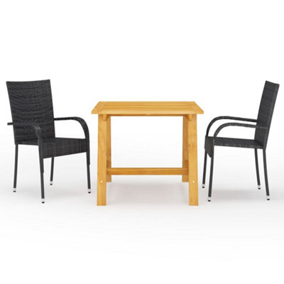 Walplus 3 Piece Garden Dining Set Black - image 1