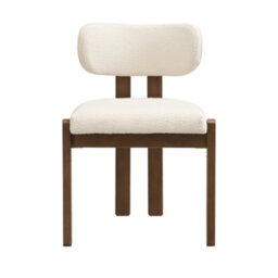 Btm Set Of 6 Solid Wood Dining Chairs, Boucle Upholstery, Walnut, For Home And Café - thumbnail 9