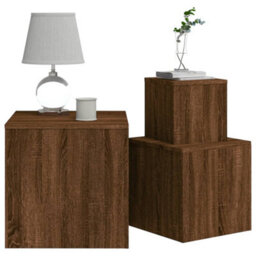 Berkfield Side Tables 3 Pcs Brown Oak Engineered Wood - thumbnail 7