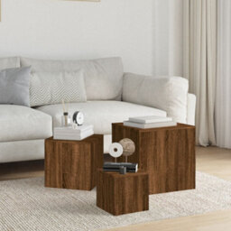 Berkfield Side Tables 3 Pcs Brown Oak Engineered Wood - thumbnail 6