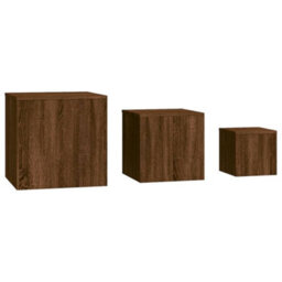Berkfield Side Tables 3 Pcs Brown Oak Engineered Wood - thumbnail 3