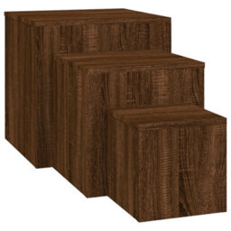 Berkfield Side Tables 3 Pcs Brown Oak Engineered Wood - thumbnail 2