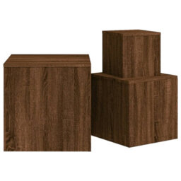 Berkfield Side Tables 3 Pcs Brown Oak Engineered Wood - thumbnail 5