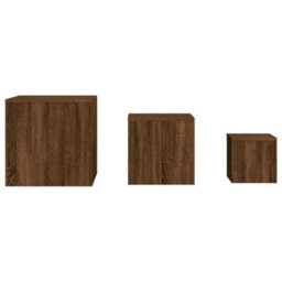 Berkfield Side Tables 3 Pcs Brown Oak Engineered Wood - thumbnail 4