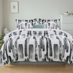 Aspire Homeware Printed Microfiber Duvet Cover Set, Grey Stripe Reversible, Super King, (L)220Cm X (W)260Cm - thumbnail 1
