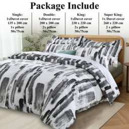 Aspire Homeware Printed Microfiber Duvet Cover Set, Grey Stripe Reversible, Super King, (L)220Cm X (W)260Cm - thumbnail 6