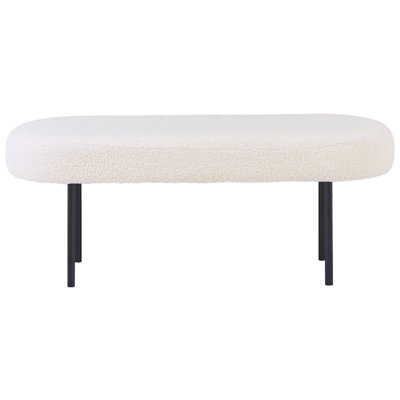 Wyld and Coco Luxehome Off-White Boucle Oval Bench With Slim Metal Legs - W98 X D35 X H38Cm - image 1