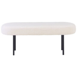 Wyld and Coco Luxehome Off-White Boucle Oval Bench With Slim Metal Legs - W98 X D35 X H38Cm - thumbnail 1