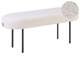 Wyld and Coco Luxehome Off-White Boucle Oval Bench With Slim Metal Legs - W98 X D35 X H38Cm - thumbnail 3