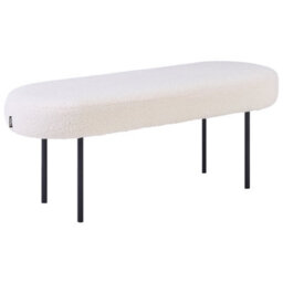 Wyld and Coco Luxehome Off-White Boucle Oval Bench With Slim Metal Legs - W98 X D35 X H38Cm - thumbnail 4