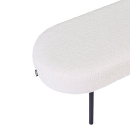 Wyld and Coco Luxehome Off-White Boucle Oval Bench With Slim Metal Legs - W98 X D35 X H38Cm - thumbnail 5