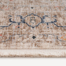 Loomed Blue Beige Regal Floral Medallion Soft Fringed Rug 120X170Cm - thumbnail 3