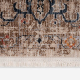 Loomed Blue Beige Regal Floral Medallion Soft Fringed Rug 120X170Cm - thumbnail 2