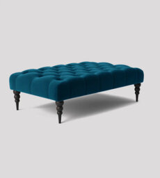 Alyana 180Cm Rectangle Ottoman Bench With Wooden Legs- Emerald Green Plush Velvet Chesterfield Upholstered Footstool