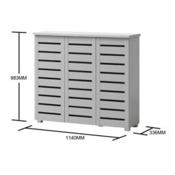 Timber Art Design 5 Tier Shoe Storage Cabinet 3 Door Cupboard Stand Rack Unit Grey - thumbnail 5