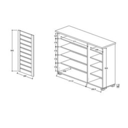 Timber Art Design 5 Tier Shoe Storage Cabinet 3 Door Cupboard Stand Rack Unit Grey - thumbnail 6