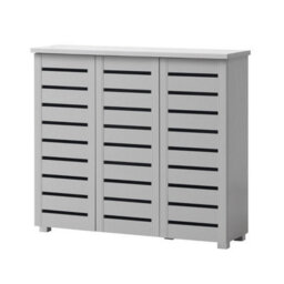 Timber Art Design 5 Tier Shoe Storage Cabinet 3 Door Cupboard Stand Rack Unit Grey - thumbnail 3