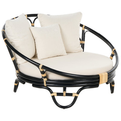 Beliani Garden Daybed Rossano Rattan Black - image 1