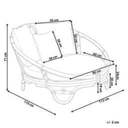 Beliani Garden Daybed Rossano Rattan Black - thumbnail 3