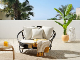 Beliani Garden Daybed Rossano Rattan Black - thumbnail 2