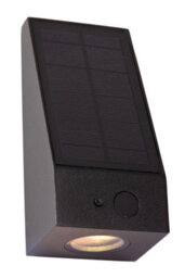 Lucide Irwin Wall Light Outdoor- Solar - Led Dim. 2850K/3150K Ip54 - Day/night Sensor - Black - thumbnail 1