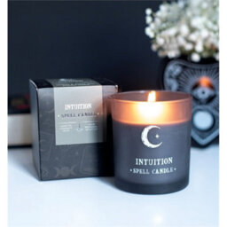 Intuition Jasmine & White Sage Scented Candle Grey Glass Spell Candle - thumbnail 1