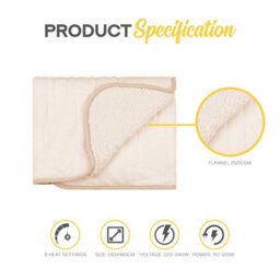 Monhouse Heated Throw - Electric Blanket - Digital Controller - 9Hr Timer, 9 Heat Settings - Single 130X160Cm - Beige Shearling - thumbnail 7