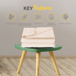 Monhouse Heated Throw - Electric Blanket - Digital Controller - 9Hr Timer, 9 Heat Settings - Single 130X160Cm - Beige Shearling - thumbnail 6