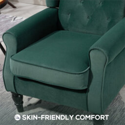 Green Accent Chair Wingback Armchair With Wood Frame For Living Room - thumbnail 6