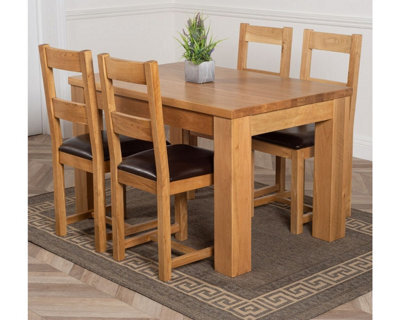That's Furniture Dakota 127 X 82 Cm Chunky Oak Small Dining Table And 4 Chairs Dining Set With Lincoln Chairs - image 1