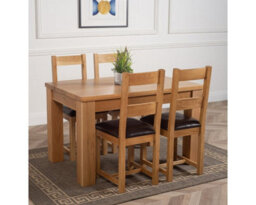 That's Furniture Dakota 127 X 82 Cm Chunky Oak Small Dining Table And 4 Chairs Dining Set With Lincoln Chairs - thumbnail 3