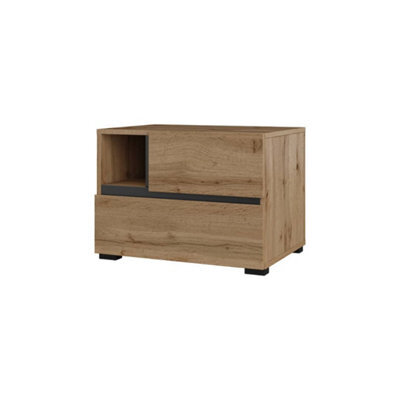 Arte Kross 55Cm Bedside Unit In Rustic Oak Wotan - Charming Nightstand With Flexible Configuration - image 1